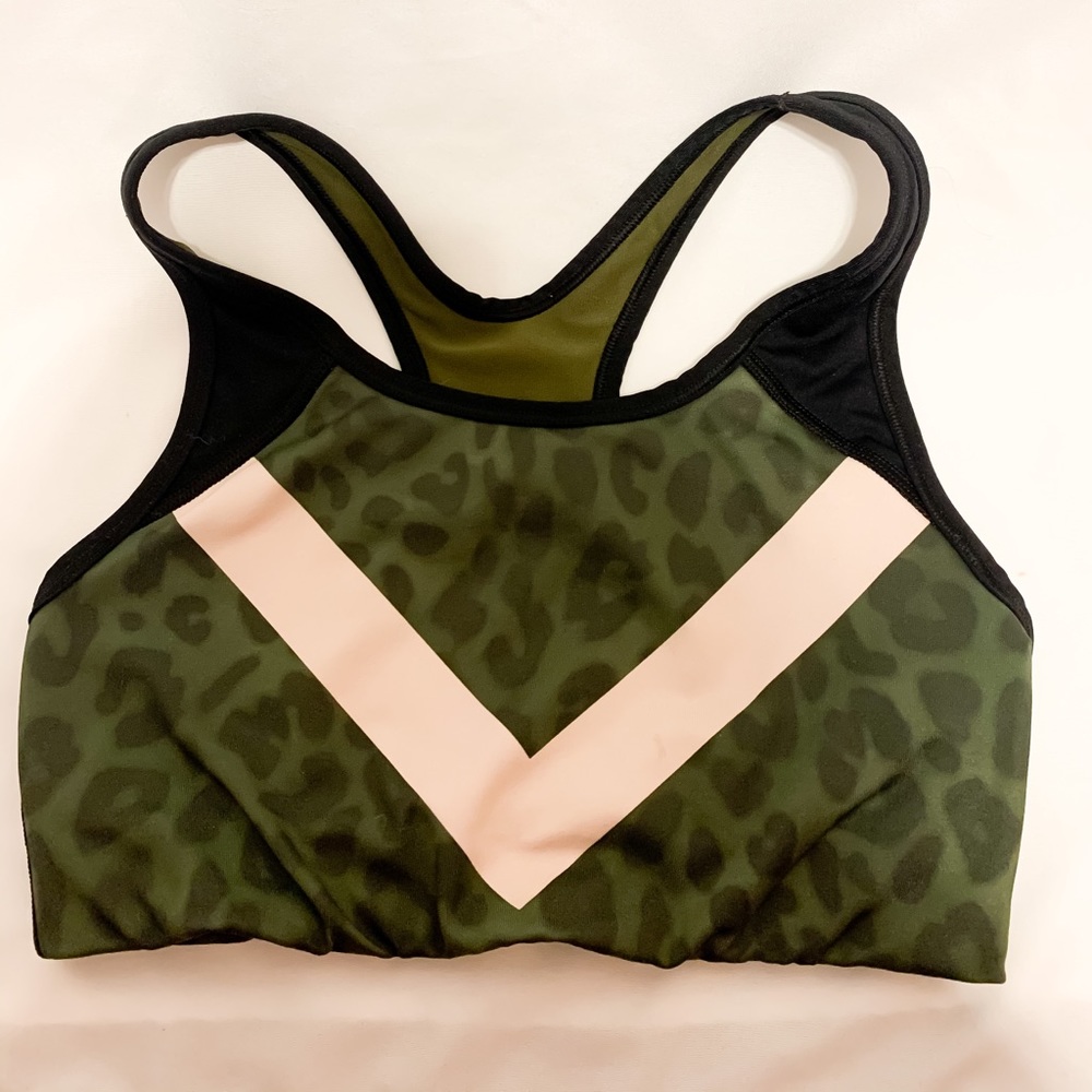 VS PINK Green Leopard Sports Bra